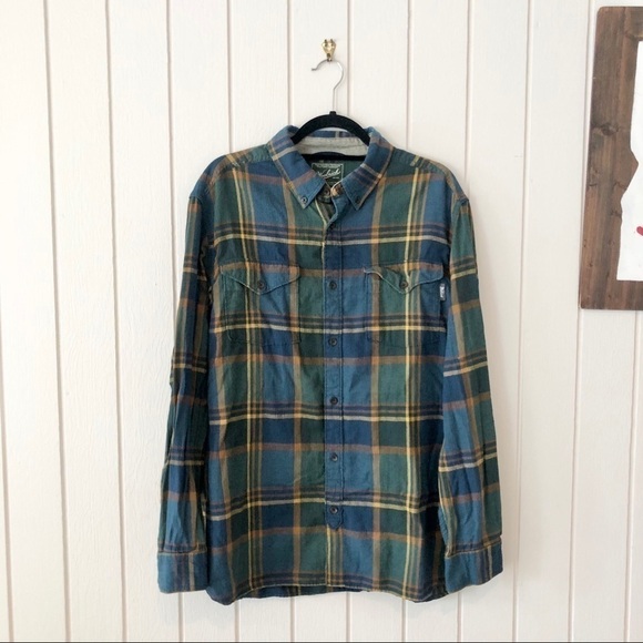 Woolrich Green, Blue, and Yellow Plaid Button Down - Picture 1 of 5